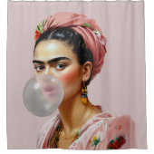 Diva met bloemensjaal blazen bubble gum douchegordijn (Voorkant)