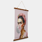 Diva met bloemensjaal blazen bubble gum hangend wandkleed (Gebogen)