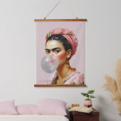 Diva met bloemensjaal blazen bubble gum hangend wandkleed (Slaapkamer)