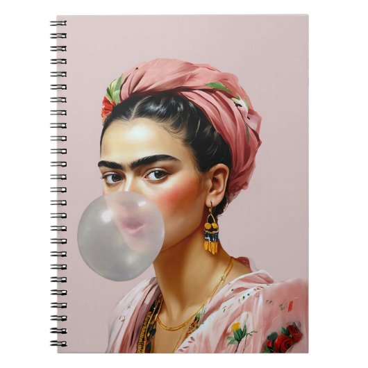 Diva met bloemensjaal blazen bubble gum notitieboek (Voorkant)