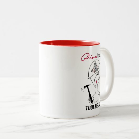 Diva met een toolBelt / maakt thuisverbeteringen!  Tweekleurige Koffiemok (Voorkant rechts)