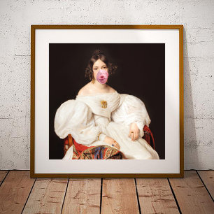 Diva met knallende Bubble Gum Foto Afdruk