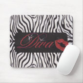 Diva met zwarte en witte zebra print Mousepad Muismat (Met muis)