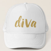 Diva Modern Glitter Text Design Trucker Pet (Voorkant)
