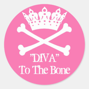 "Diva naar de botte!" Ronde stickers (PINK)