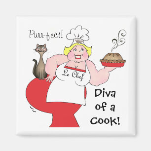"Diva of a Cook!" Big Girl Fun-magneten Magneet
