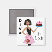 "Diva of a Cook" Etnische Magneten (Voorkant / Achterkant)