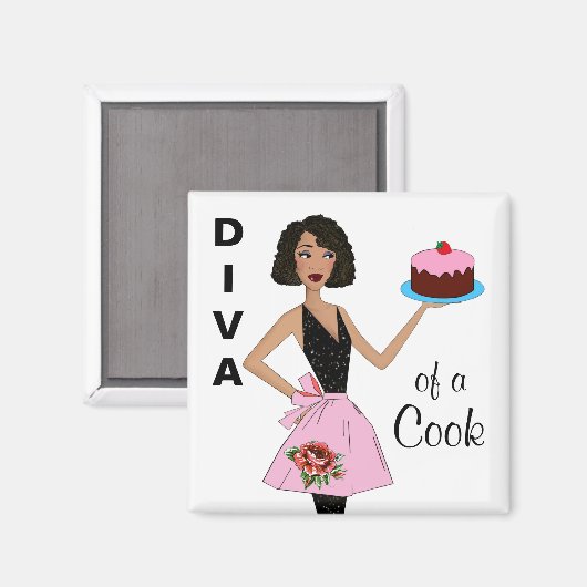 "Diva of a Cook" Etnische Magneten (Voorkant / Achterkant)