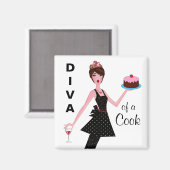 "Diva of a Cook" Magnets Magneet (Voorkant / Achterkant)