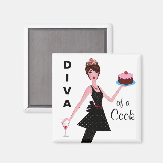 "Diva of a Cook" Magnets Magneet (Voorkant / Achterkant)