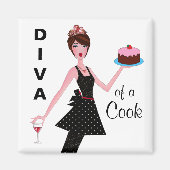"Diva of a Cook" Magnets Magneet (Voorkant)