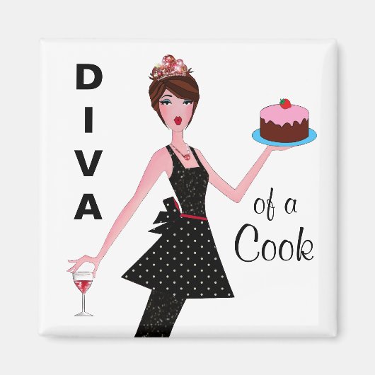 "Diva of a Cook" Magnets Magneet (Voorkant)