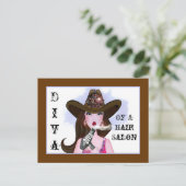 "Diva of a Cowgirl" Hair Salon Briefkaarten (Staand voorkant)