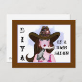 "Diva of a Cowgirl" Hair Salon Briefkaarten (Voorkant / Achterkant)