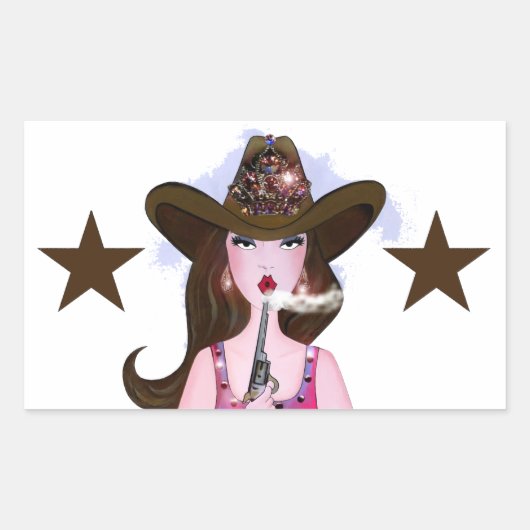"DIVA of a Cowgirl" Rechthoekige Sticker (Voorkant)