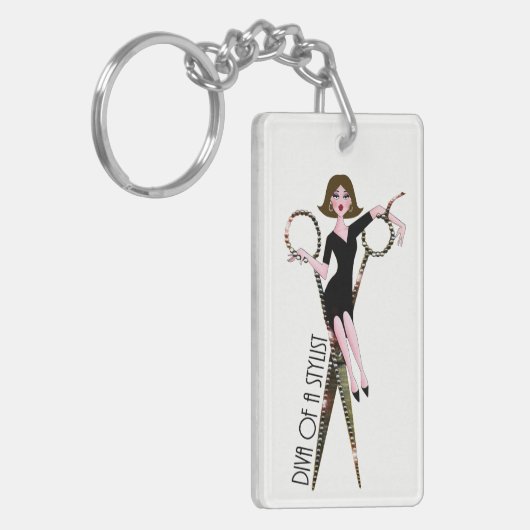 Diva of a Stylist (Dark Hair)-Sleutelhanger Sleutelhanger (Voorkant Links)