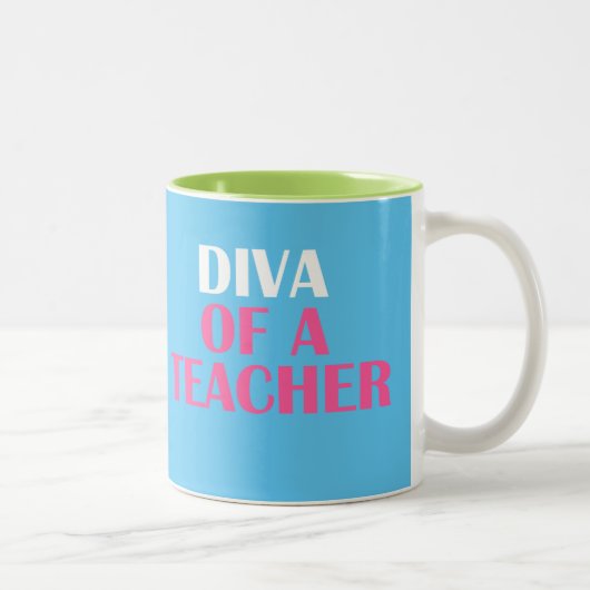 "DIVA OF A TEACHER"-MOK met tweetonige KOFFIE Tweekleurige Koffiemok (Rechts)
