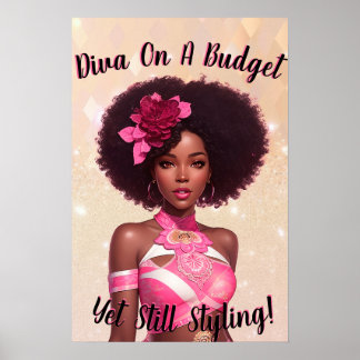 Diva op een budget kunst aan de muur, diva poster, poster
