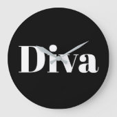 Diva Opera Singer Glam Muziek Thema Zwart Wit Grote Klok (Voorkant)