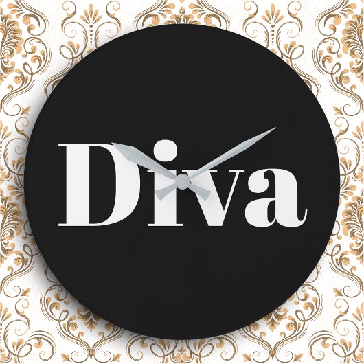 Diva Opera Singer Glam Muziek Thema Zwart Wit Grote Klok