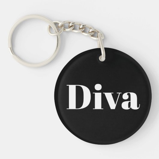 Diva Opera Singer Muziek Stijlvol Chic Zwart Wit Sleutelhanger (Voorkant)