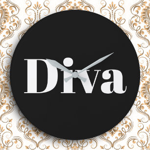 Diva Operazanger Glam Muziek Thema Zwart Wit Grote Klok