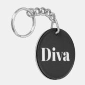 Diva Operazanger Muziekgestileerd Chic Zwart Wit Sleutelhanger (Voorkant Links)