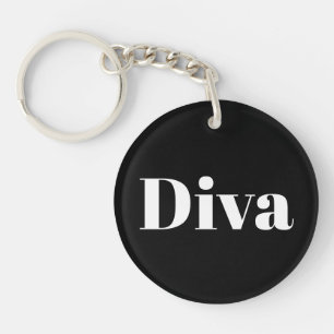 Diva Operazanger Muziekgestileerd Chic Zwart Wit Sleutelhanger