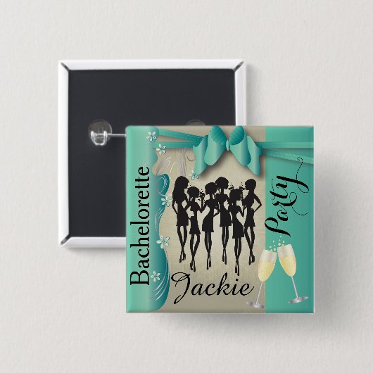 Diva Party Girls Vierkante Button 5,1 Cm (Voorkant /achterkant)