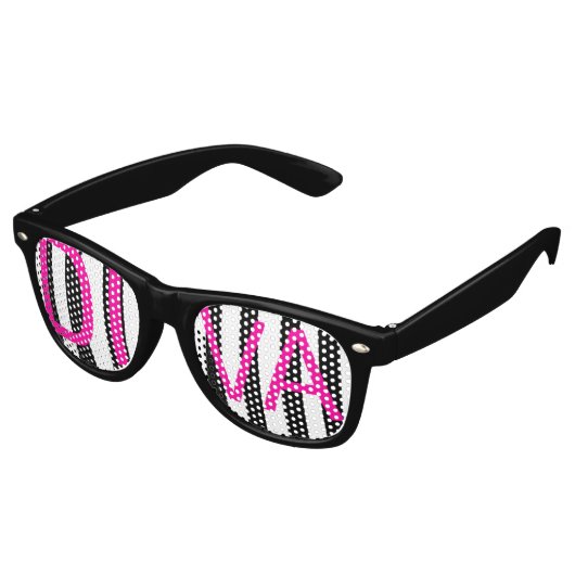 Diva Pink Adult Aviator Party tinten, wit Retro Zonnebril (Gekanteld)