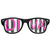 Diva Pink Adult Aviator Party tinten, wit Retro Zonnebril (Voorkant)