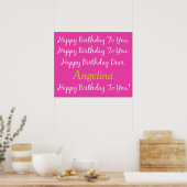Diva Pink and White Birthday Song Personalized Poster (Keuken)