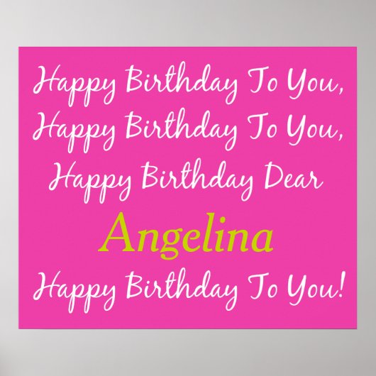 Diva Pink and White Birthday Song Personalized Poster (Voorkant)