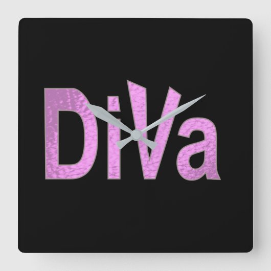 Diva Pink Design Vierkante Klok (Voorkant)