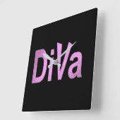 Diva Pink Design Vierkante Klok (Hoek)