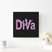 Diva Pink Design Vierkante Klok (Huis)
