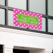 Diva Pink en Green Apple Polka Dot gepersonaliseer Spandoek (Buitenkant Gebouw)