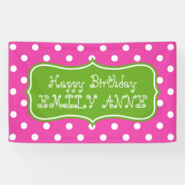 Diva Pink en Green Apple Polka Dot gepersonaliseer Spandoek