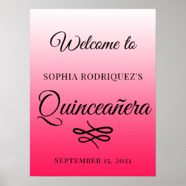 Diva Pink Quinceañera 15th Birthday Welcome Poster