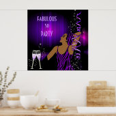 Diva Prachtig 50 DAME Paars Feest Champagne Poster (Keuken)