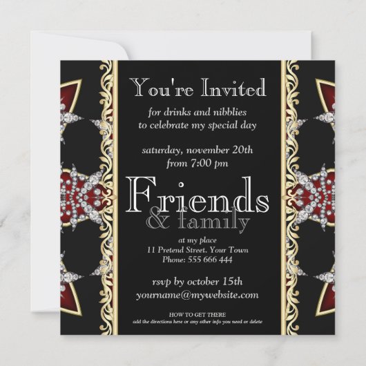 Diva Red Diamonds Star 40e verjaardag Kaart (Achterkant)