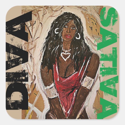 DIVA SATIVA VIERKANTE STICKER (Voorkant)