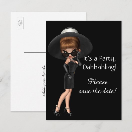 Diva Save the Date Aankondigingskaart (Voorkant / Achterkant)