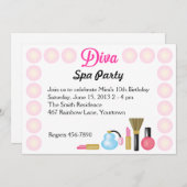 Diva Spa Birthday Party Kaart (Voorkant / Achterkant)