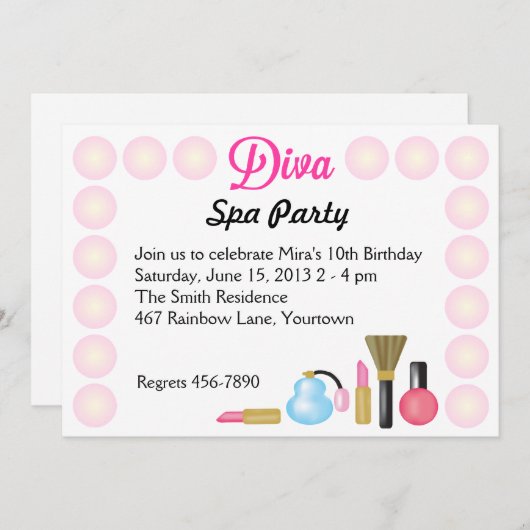Diva Spa Birthday Party Kaart (Voorkant / Achterkant)