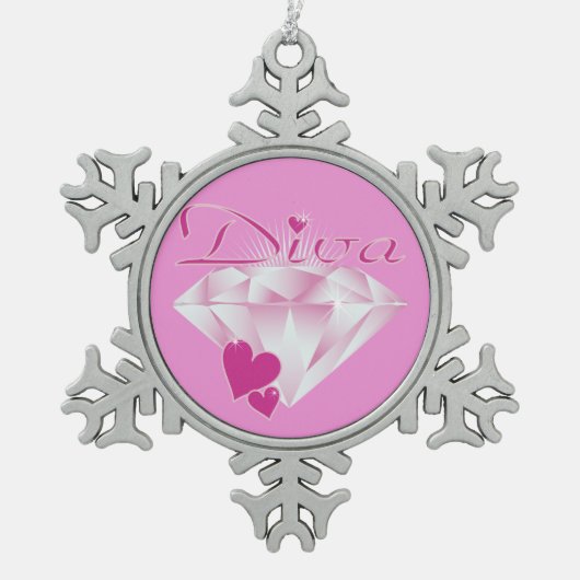 Diva Tin Sneeuwvlok Ornament (Voorkant)