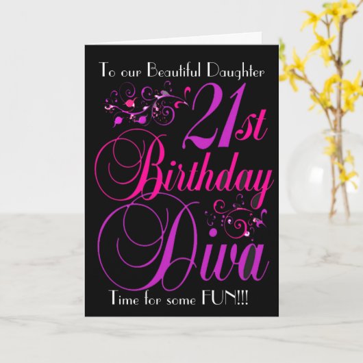 DIVA van de VERJAARDAG van de DOCHTER Kaart (Gele Bloem)