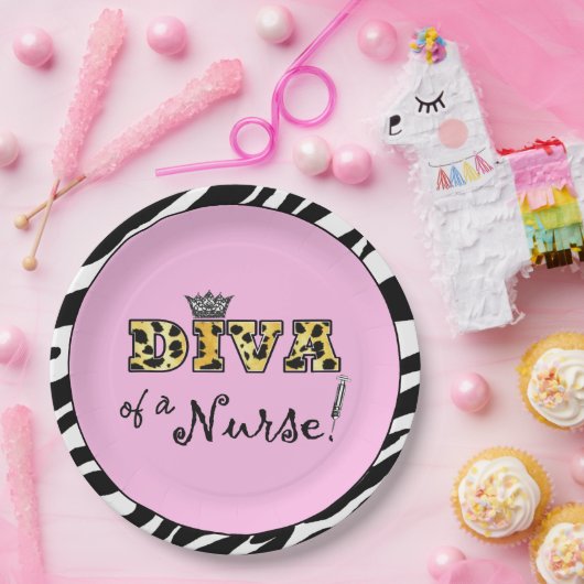 "DIVA van een verpleegster!" Papieren Bordje (Feest)