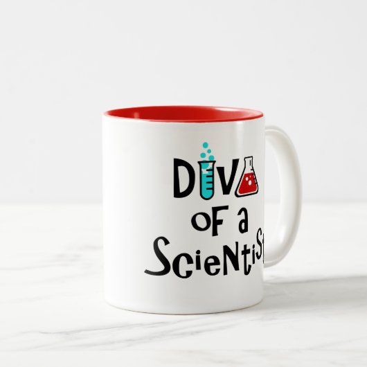 "DIVA van een wetenschapper/Het is live!" Tweekleurige Koffiemok (Voorkant rechts)