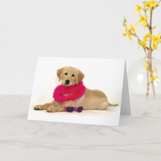 Diva van het Puppy van het golden retriever Kaart (Gele Bloem)